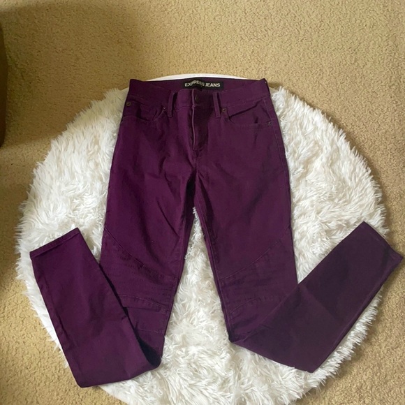 Express Motto Style Burgandy Skinny Jean Legging - Picture 1 of 6